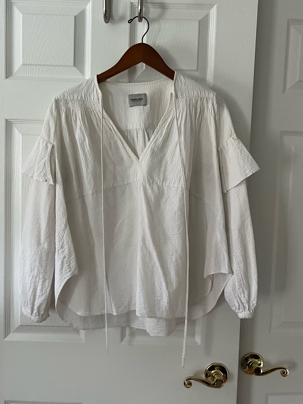 Rachel Comey white ruffle cotton shirt size 4